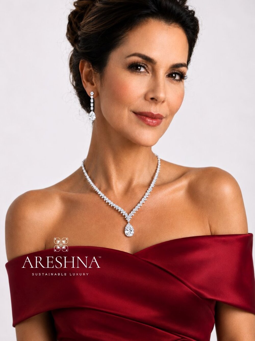 Luxury Mother of the Bride Jewelry Set 14K Gold Swarovski Teardrop Diamond Gift